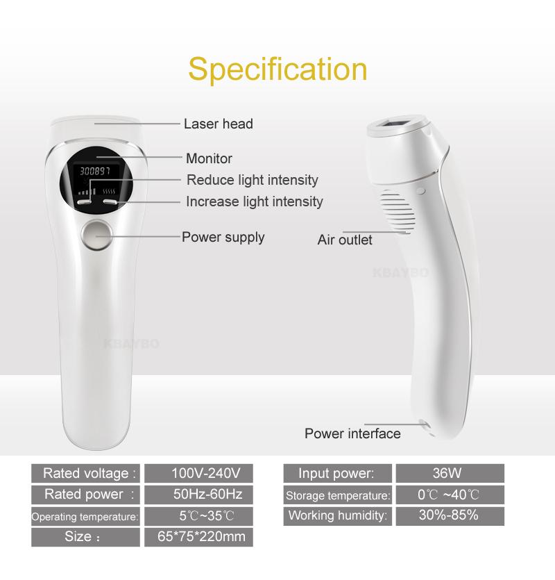 IPL Hair Remover Laser Depilator Permanent LCD Display Machine